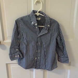 J. Crew Kids Navy Gingham Button Down Shirt
